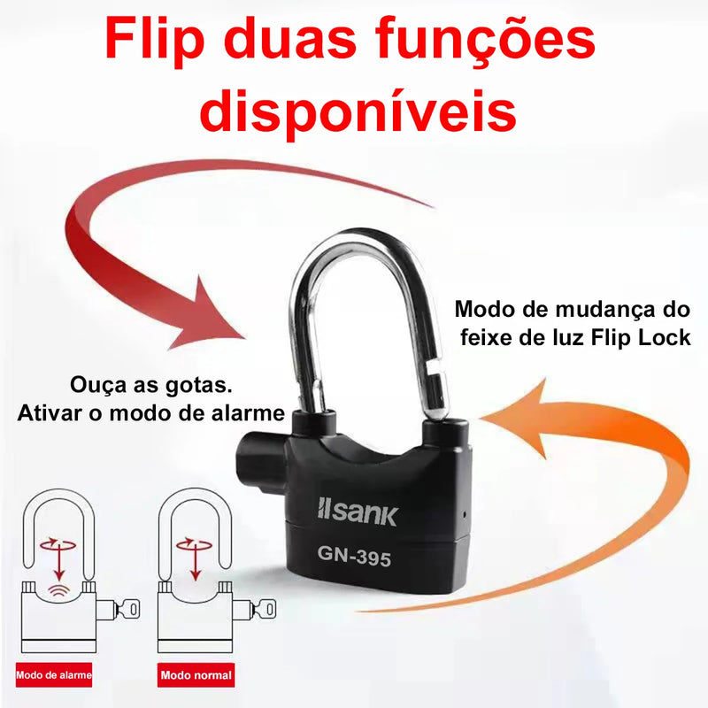 Impermeável Smart Alarm Cadeado, Bloqueio de alarme para motocicleta, bicicleta, bicicleta, portas e Windows Segurança, Alarme Pad Locks, 110dB