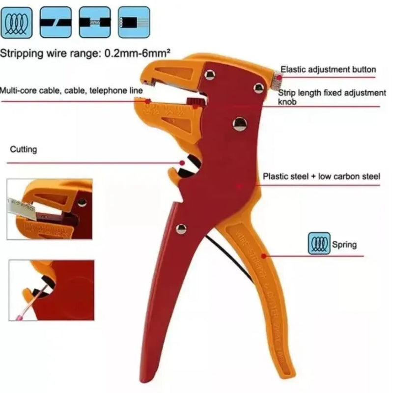 Alicate Decapador Cortador de Fio Cabo 0,2 a 8mm - Ferramenta Profissional para Precisão e Eficiência em Instalações Elétrica
