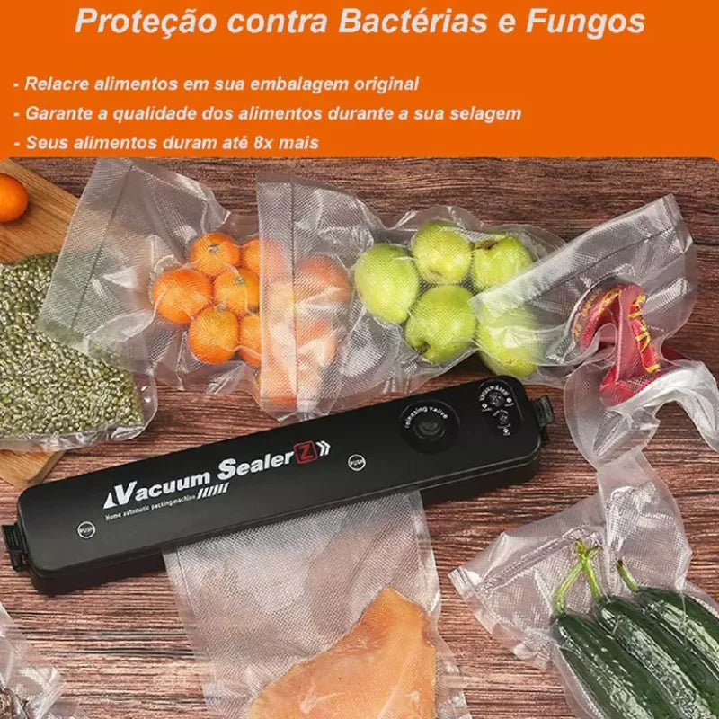 Máquina Seladora Automática De Alimentos A Vácuo Bivolt Praticidade em Embalar Carnes Plástico Empacotadora Queijo Fecha Veda