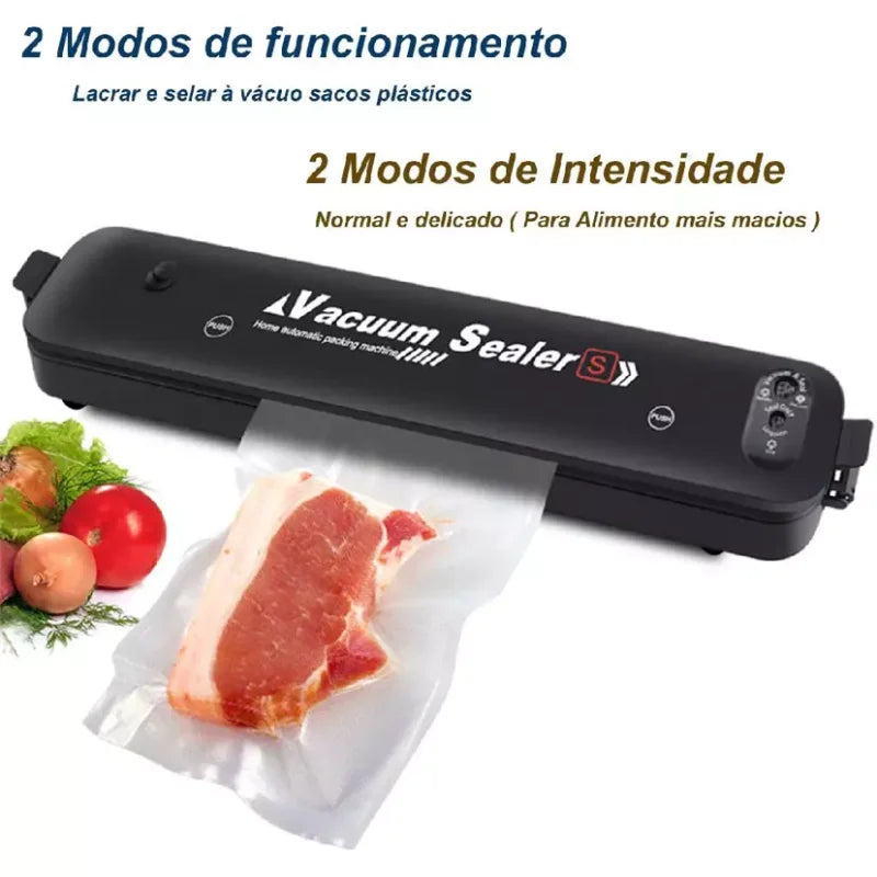 Máquina Seladora Automática De Alimentos A Vácuo Bivolt Praticidade em Embalar Carnes Plástico Empacotadora Queijo Fecha Veda