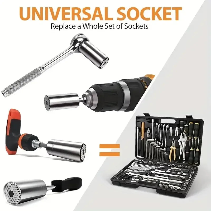 Universal Universal Socket Wrench Set, Cabeça de Torque Set, Super Manga Gadget, Power Drill Adapter, Magic Grip, Spanner Key, MultifuncionalWrench Torque Head Set Ratchet Super Sleeve Gadget Power Drill Adapter Magic Grip Spanner Key Multifunctional