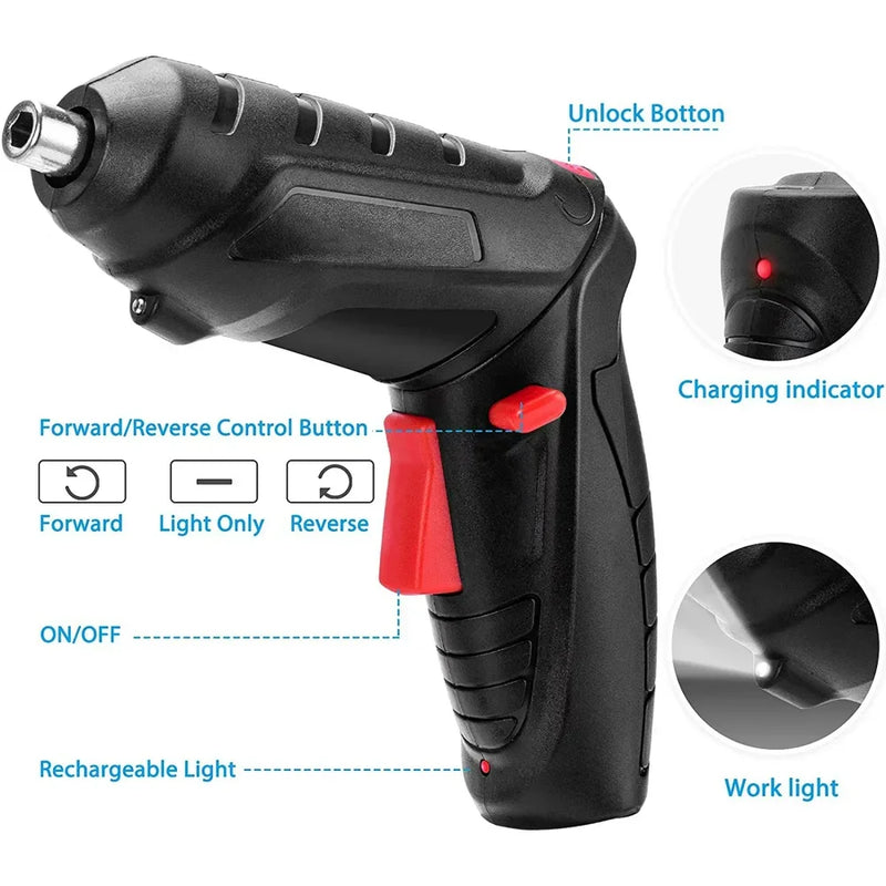 Chave De Fenda Elétrica Sem Fio, Bateria De Lítio Recarregável, Mini Broca, Conjunto De Ferramentas Elétricas 3.6V, Reparação De Manutenção Doméstica